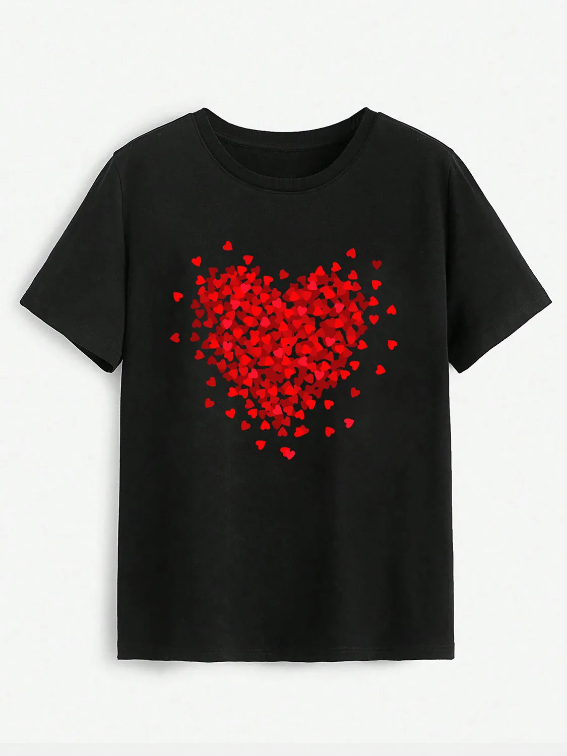 🖤 Heart Round Neck Short Sleeve T-Shirt 🖤