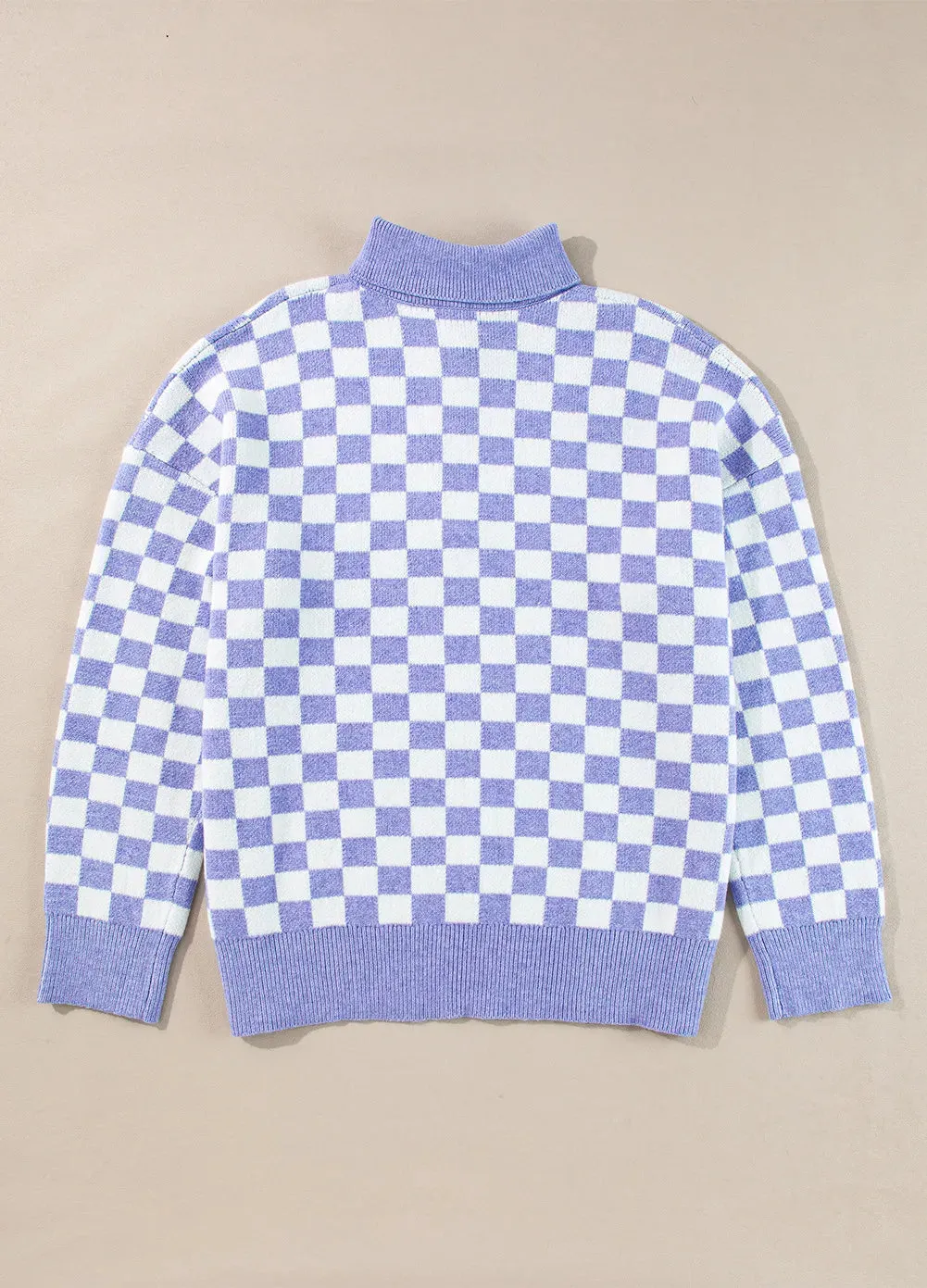 🌟 Plus Size Checkered Collared Neck Long Sleeve Sweater 🌟