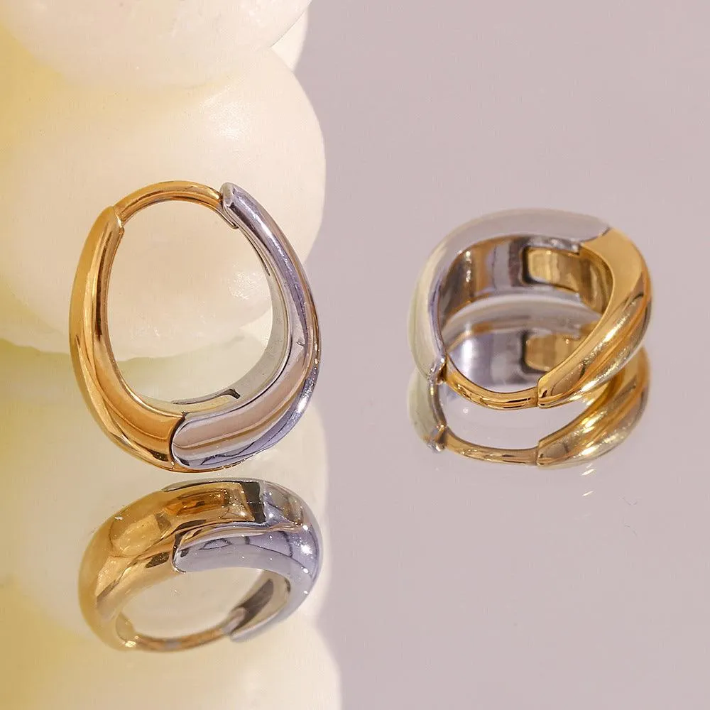 18K Gold and Silver Two-Tone Hoop Earrings – Stylish Huggie Hoops for Women