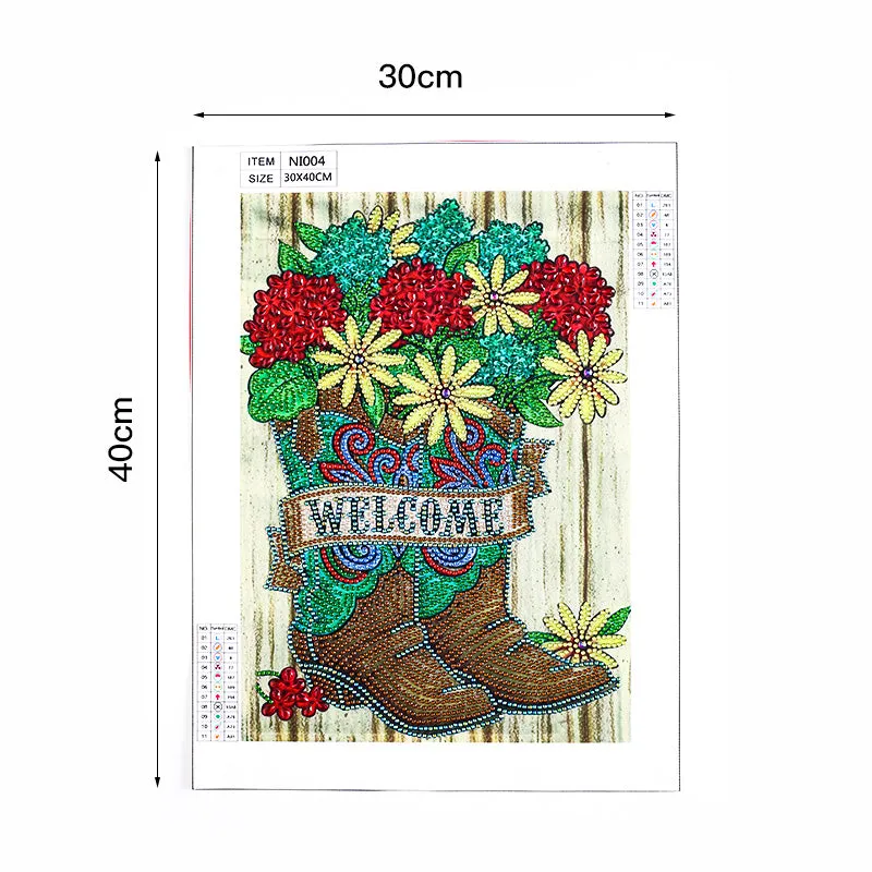 5D DIY  Special-Shaped Diamond-Flower Boots 30*40cm