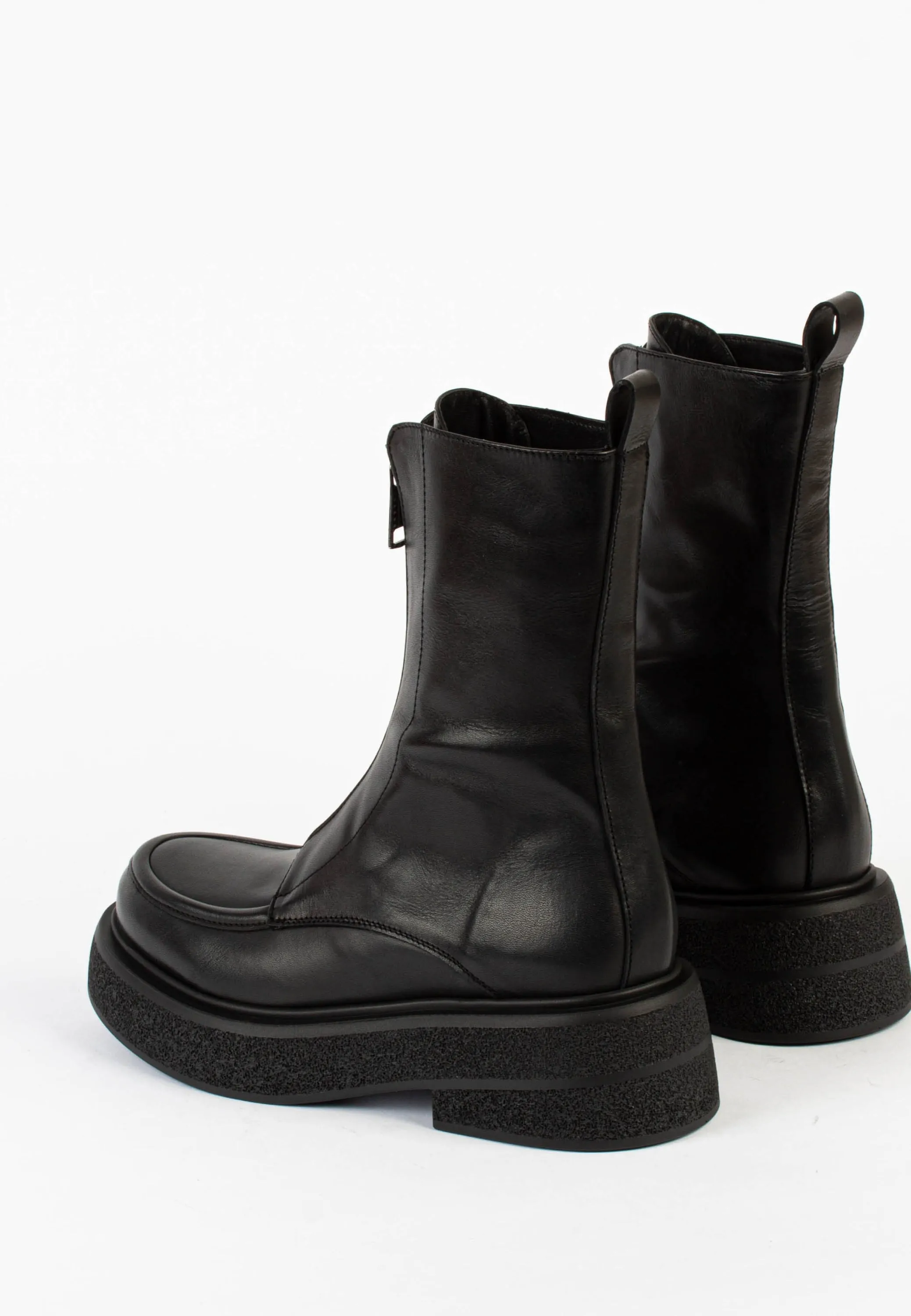 Abigail Black Front Zip Ankle Boots