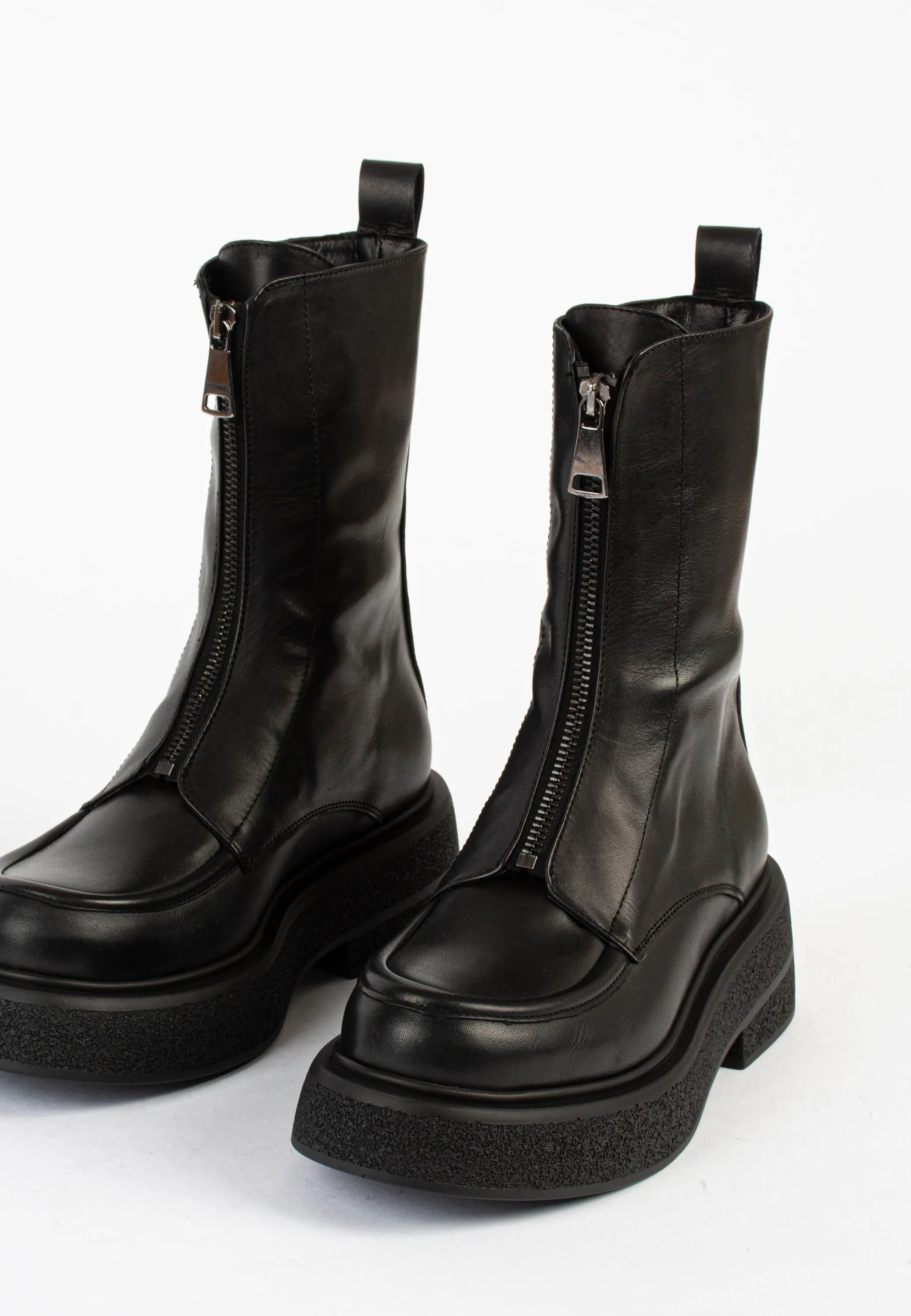 Abigail Black Front Zip Ankle Boots