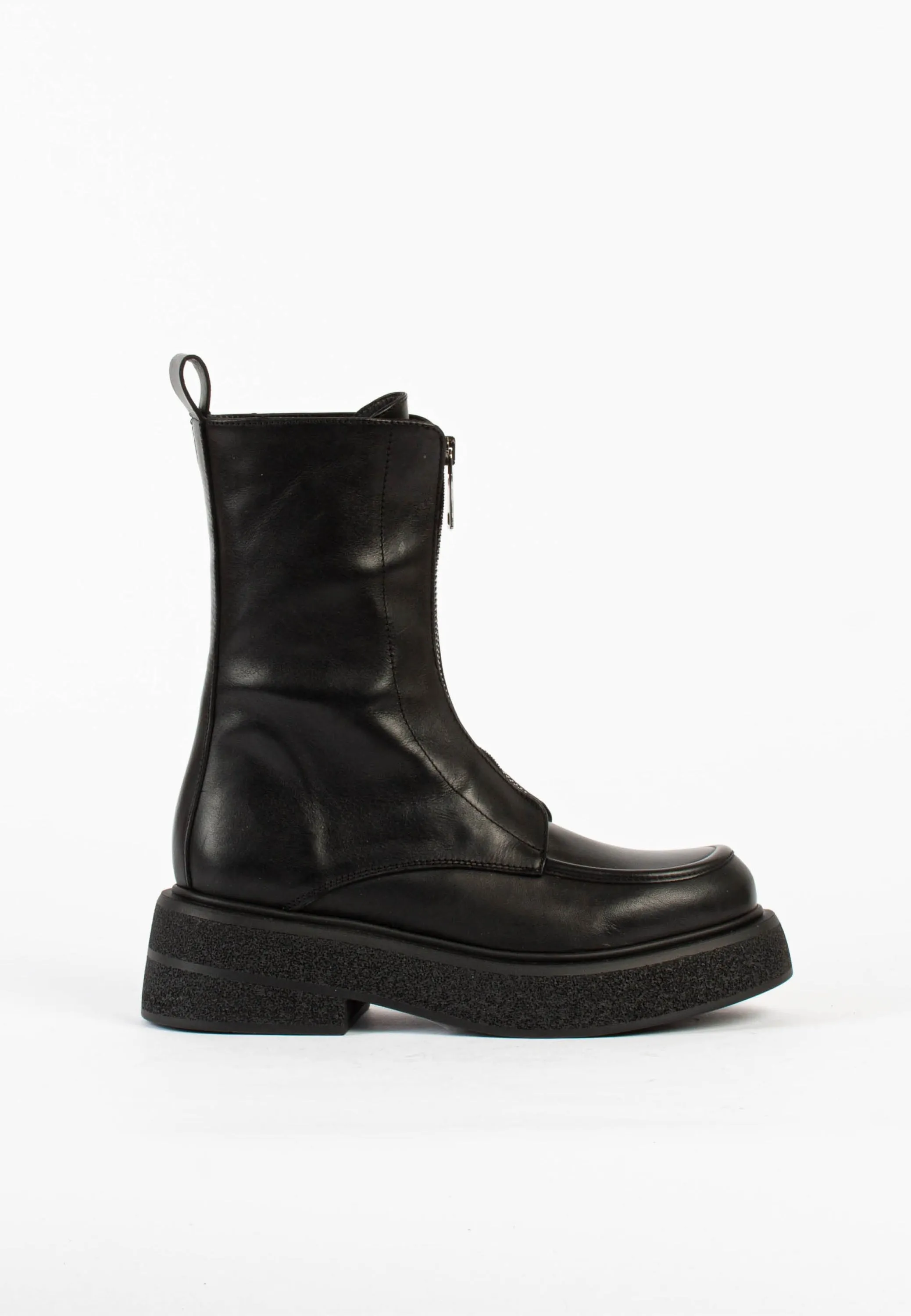 Abigail Black Front Zip Ankle Boots