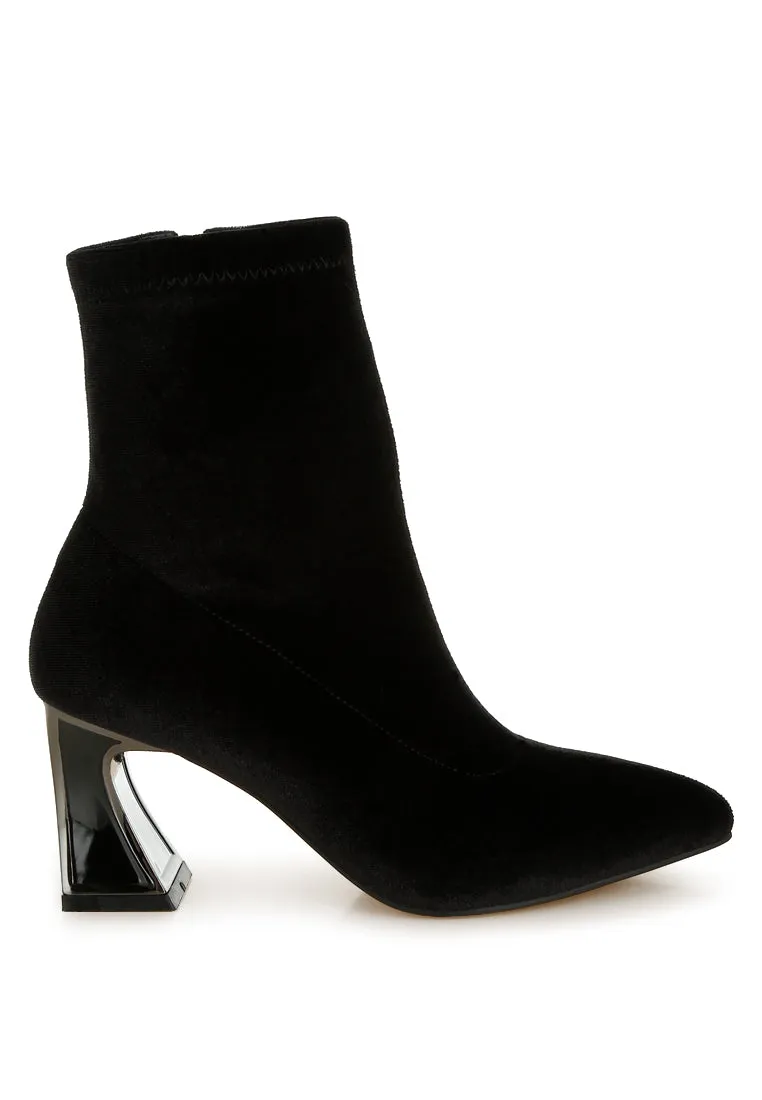 Arcturus Flared Block Heel Velvet Boots