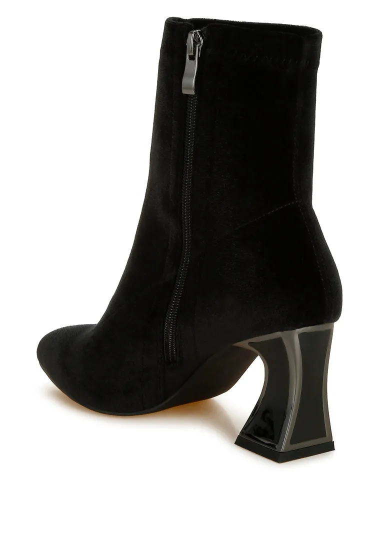 Arcturus Flared Block Heel Velvet Boots