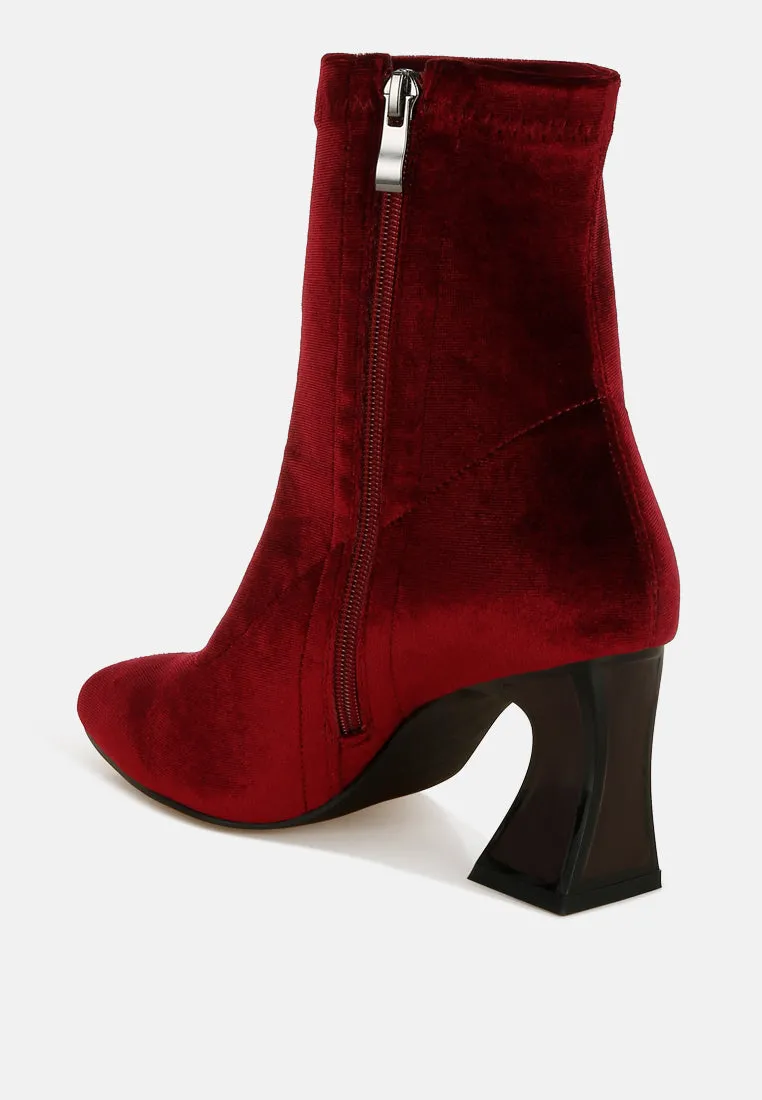 Arcturus Flared Block Heel Velvet Boots