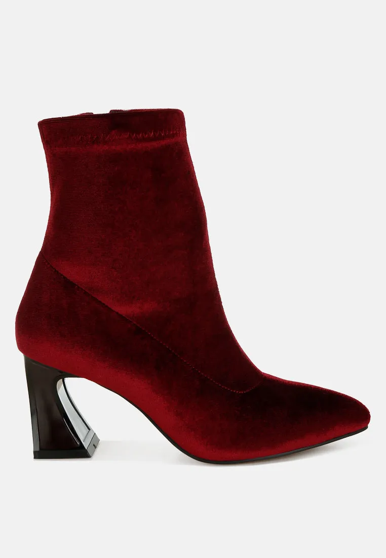 Arcturus Flared Block Heel Velvet Boots