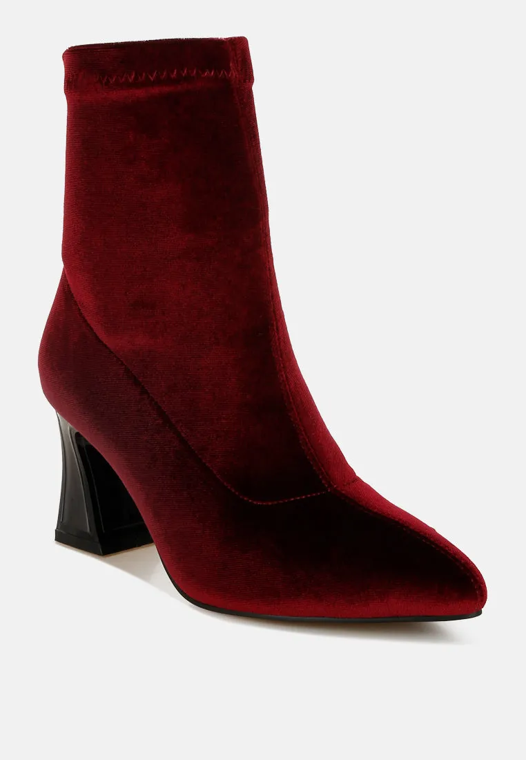 Arcturus Flared Block Heel Velvet Boots