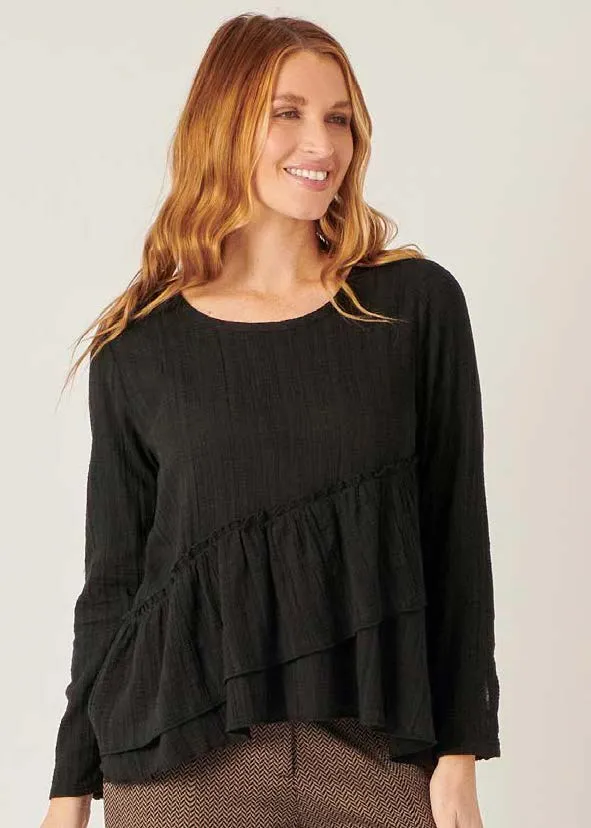 Asymmetric Frill Top - Black