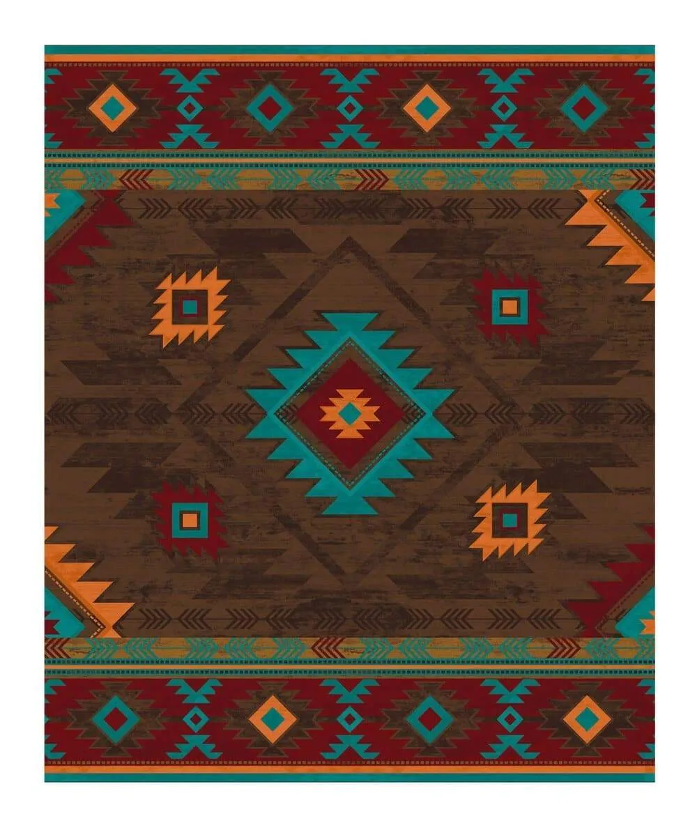 Aztec Whiskey River Rug in Turquoise XL