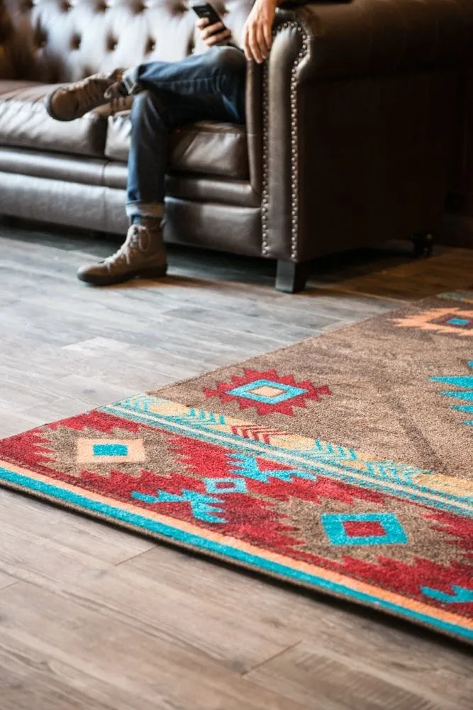 Aztec Whiskey River Rug in Turquoise XL