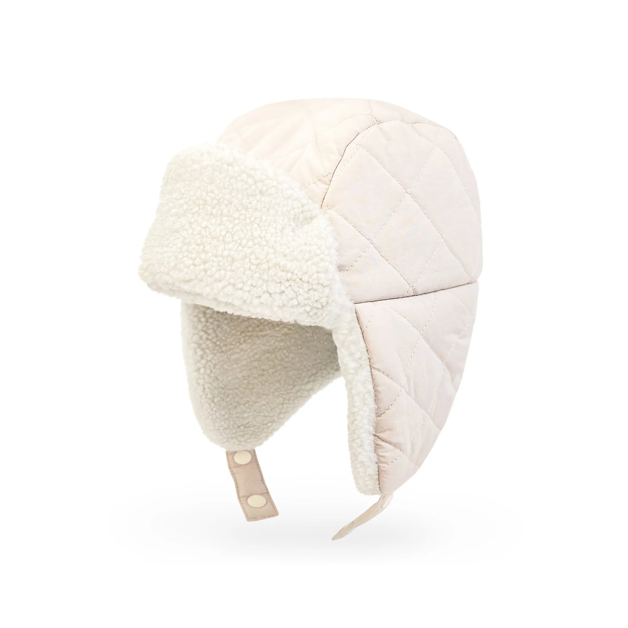 Baby Trapper Hat Toddler Winter Quilted Puffer Ear Flap Hat | Beige