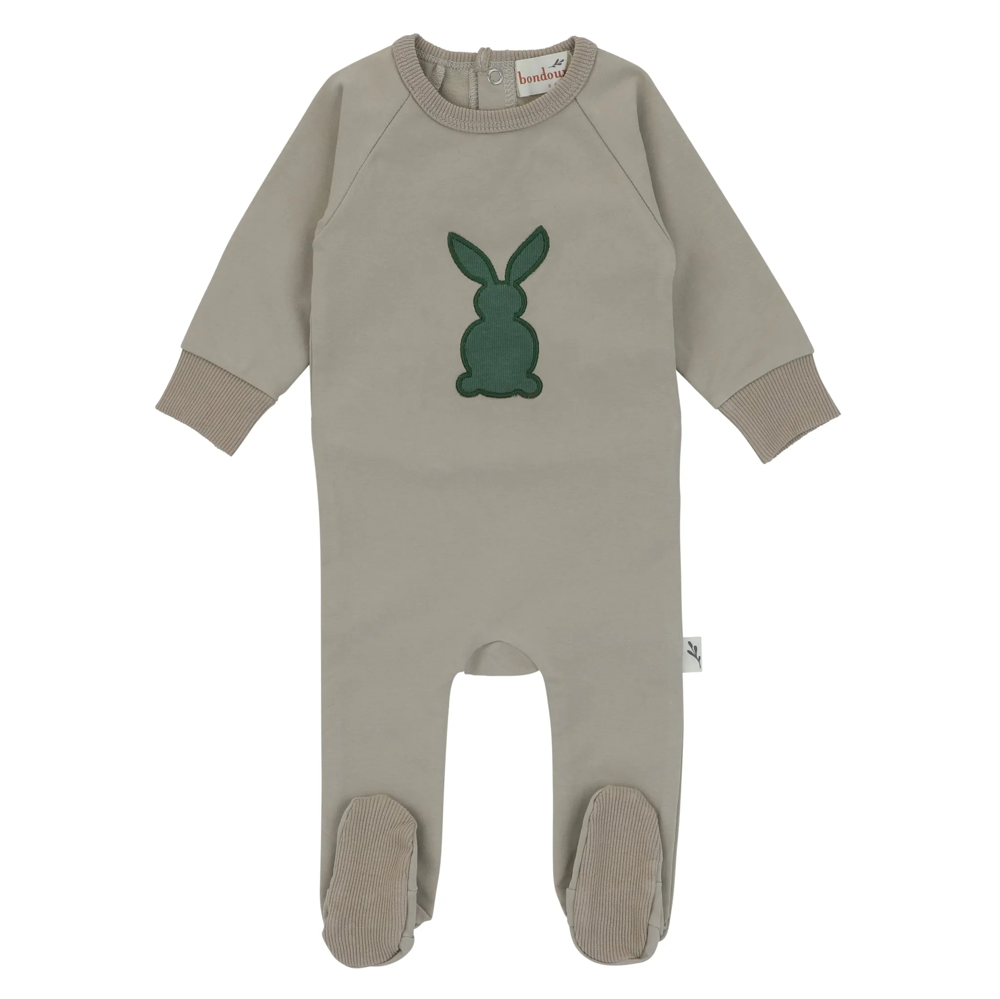 Bondoux Bunny Applique Beige Footie Boys