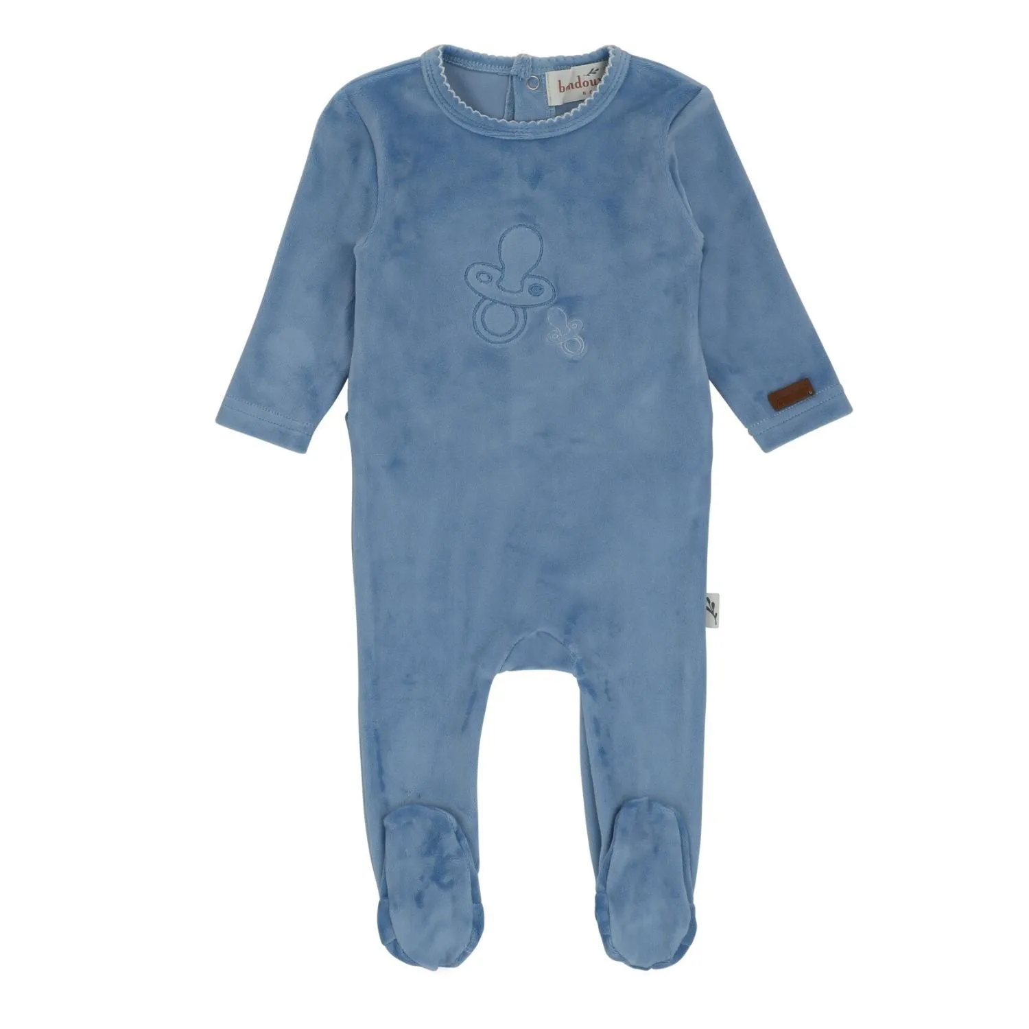 Bondoux Paci Embroidered Velour Footie & Bonnet Boys