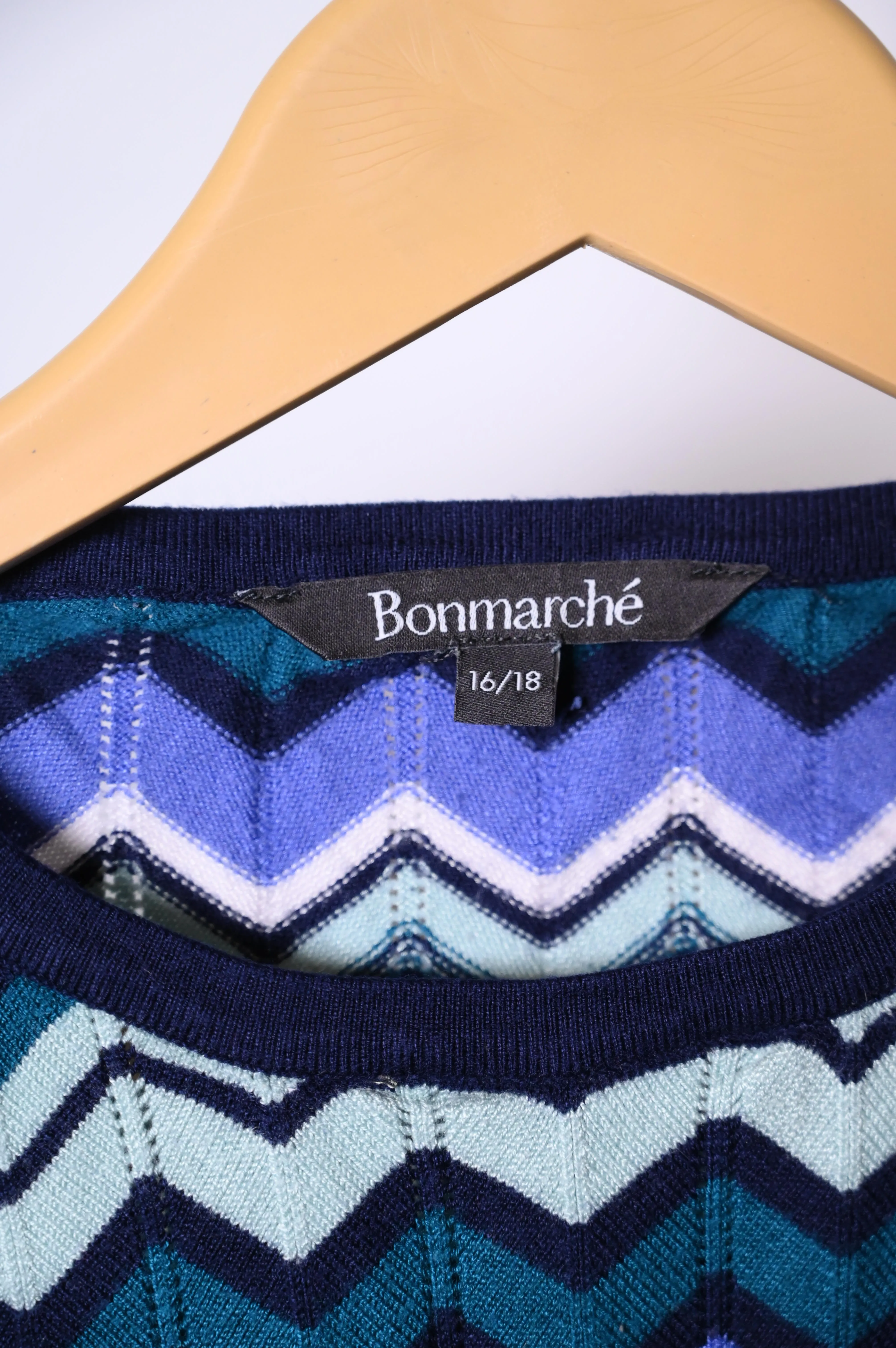 Bonmarche Green, Purple & Blue Zig Zag Sweatshirt (Medium)