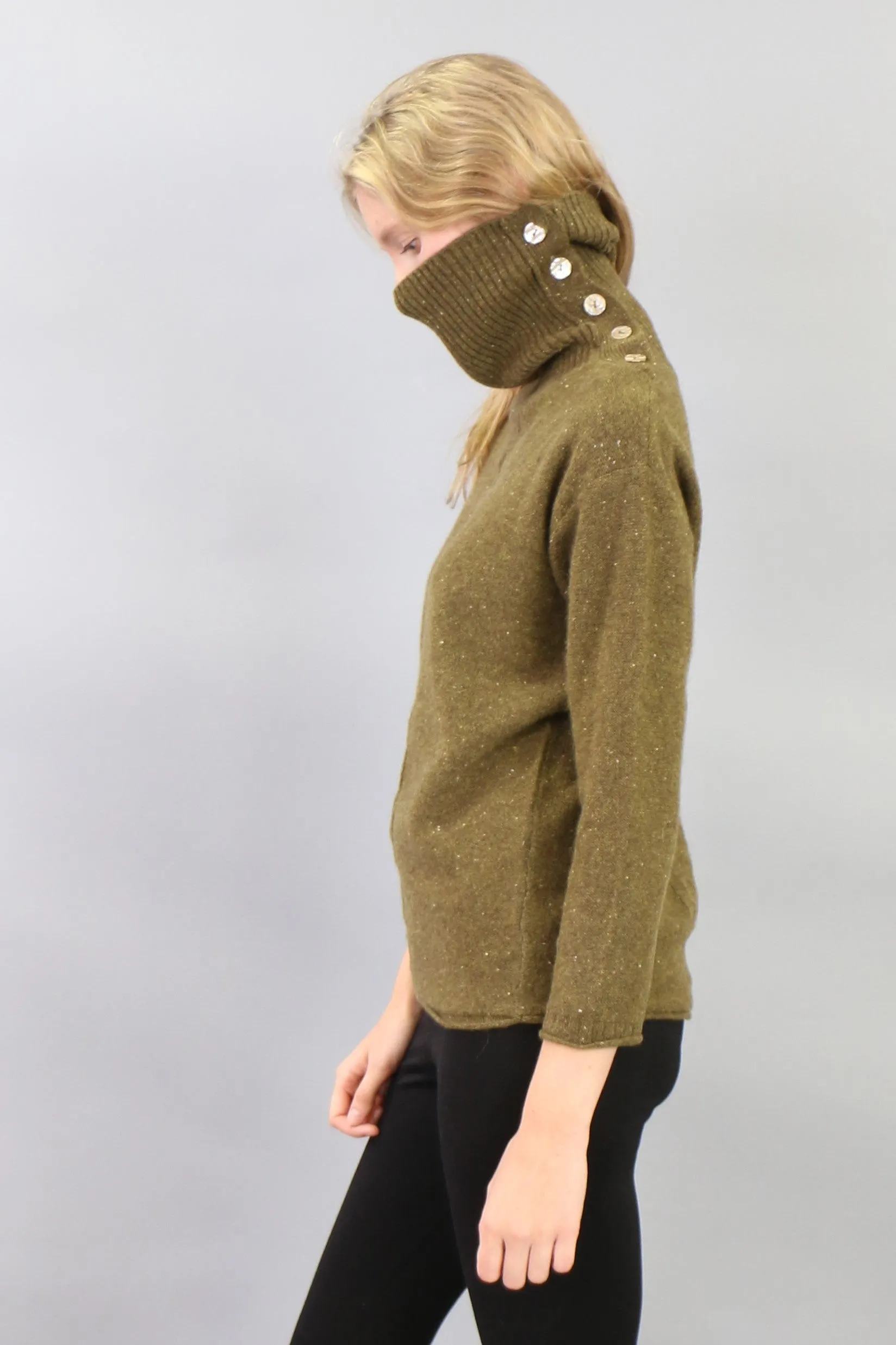 Button Detailed Turtleneck Tunic