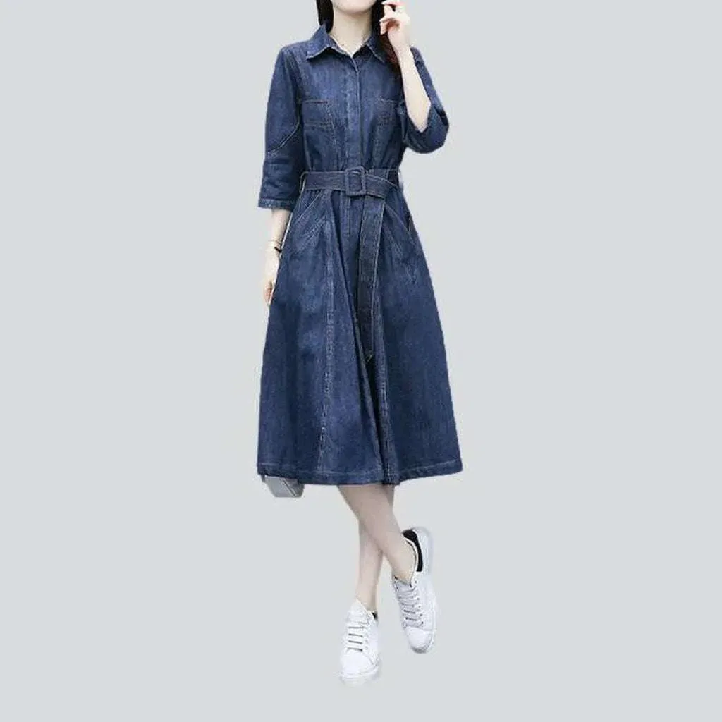 Classic medium wash denim dress