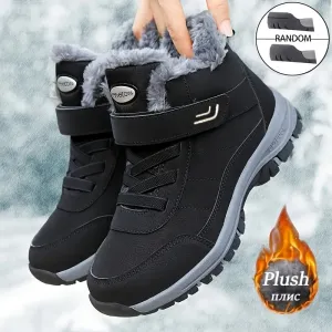 CozyFit Warmth Walking Shoes - Men Shoes with Plush Lining, Lace-Up Closure, Hook and Loop Fastener, and Breathable Design for Winter Outdoor Activities, Traveling, and Casual Wear