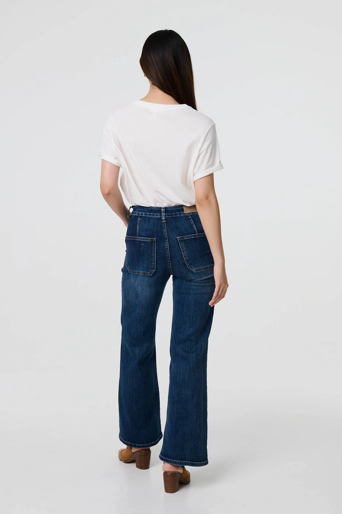 Denim Pocket Detail High Waist Jeans