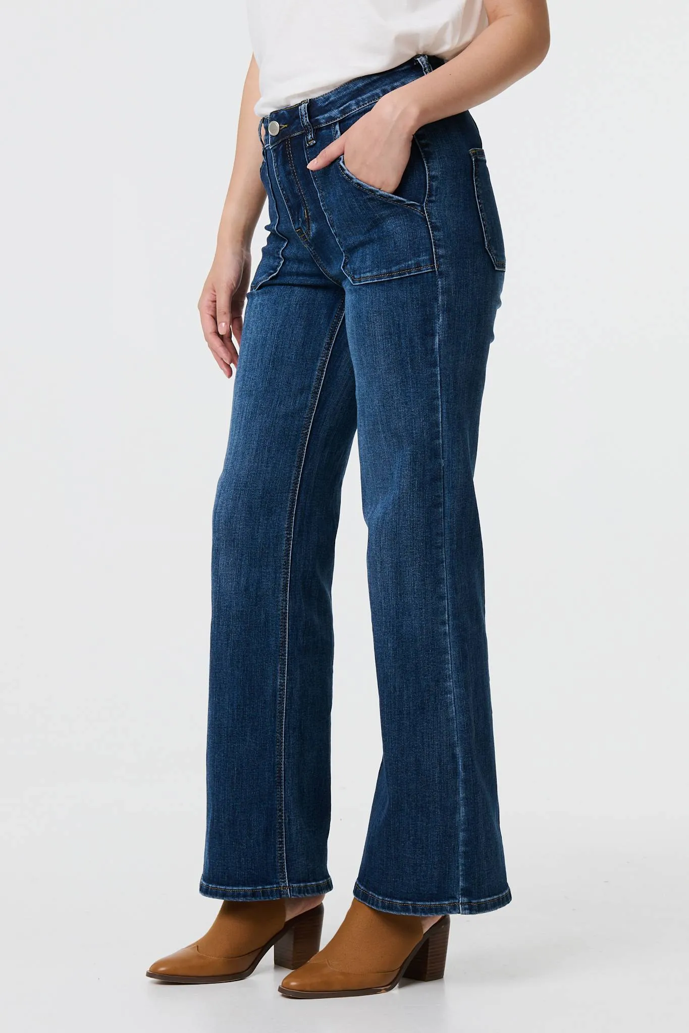 Denim Pocket Detail High Waist Jeans