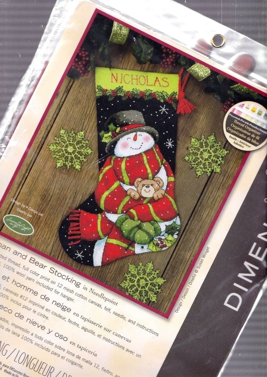 DIY Dimensions Snowman and Bear Snow Christmas Needlepoint Stocking Kit