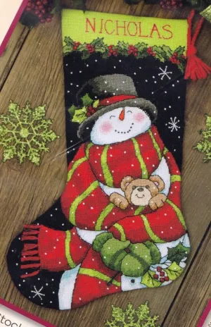 DIY Dimensions Snowman and Bear Snow Christmas Needlepoint Stocking Kit