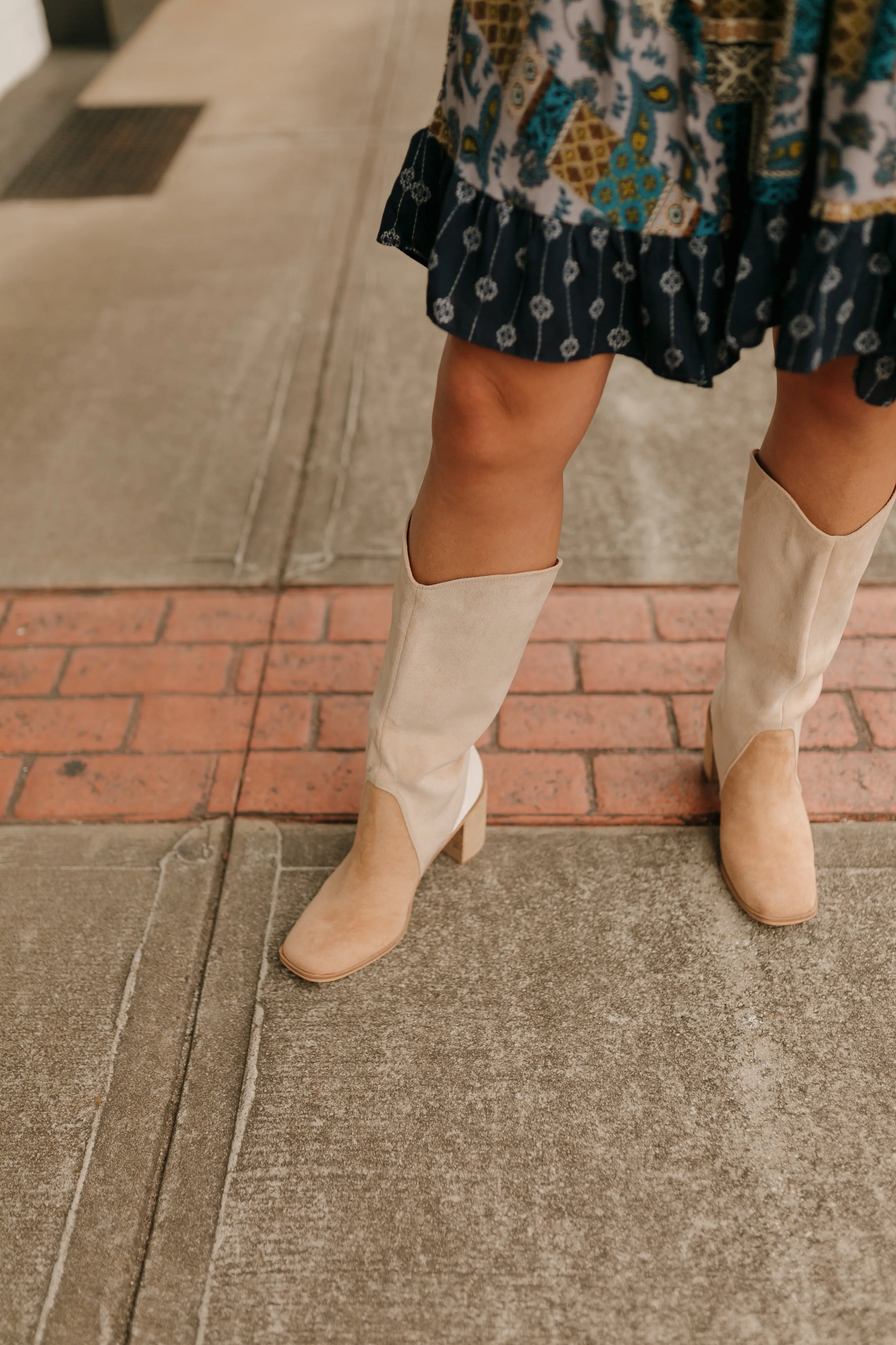 Eastwood Three-Tone Square-Toe Curved Collar Boots