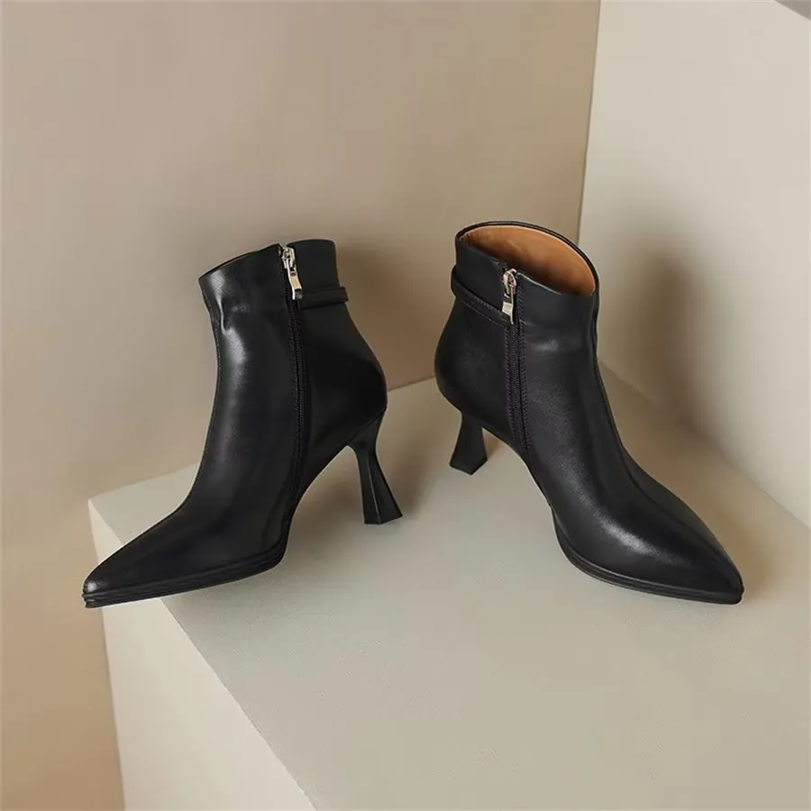 Elegant Cow Leather Pointed Stiletto Boots