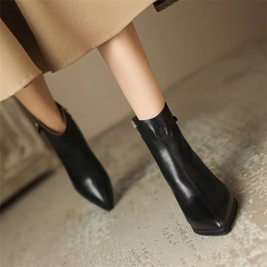 Elegant Cow Leather Pointed Stiletto Boots