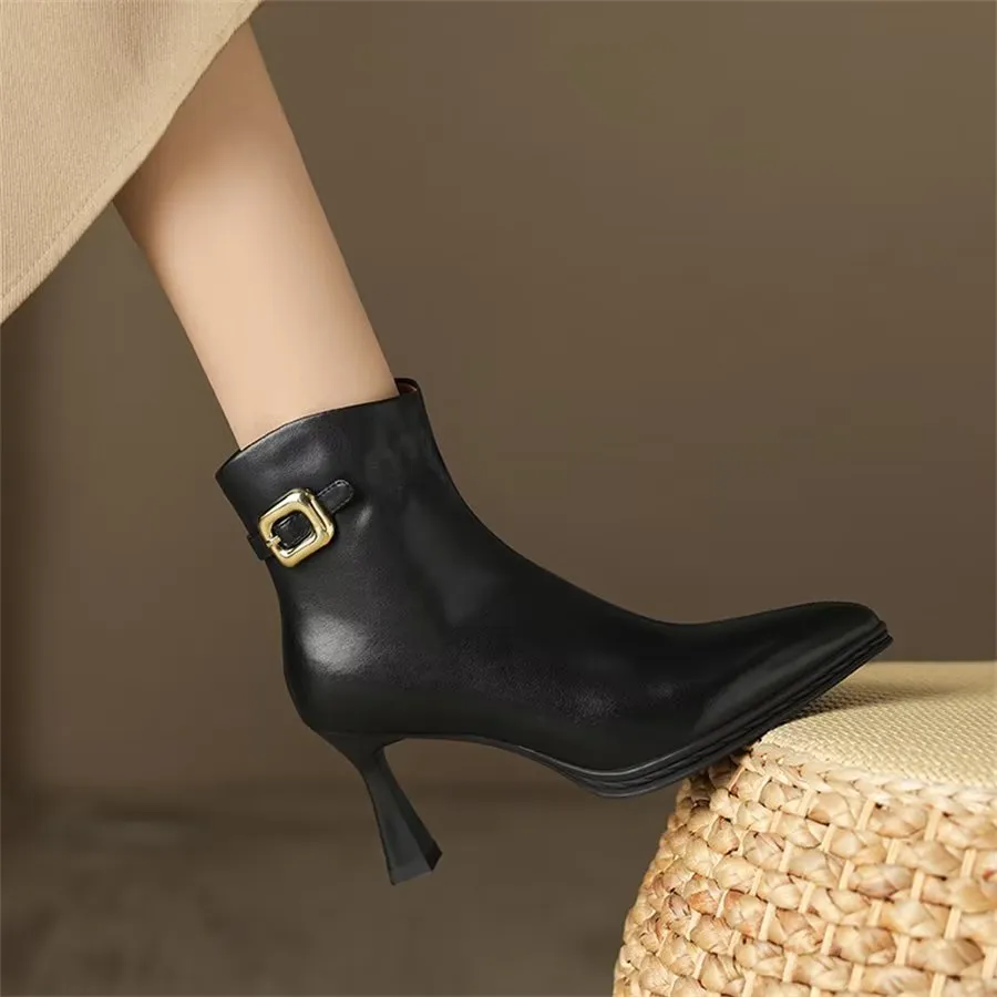 Elegant Cow Leather Pointed Stiletto Boots