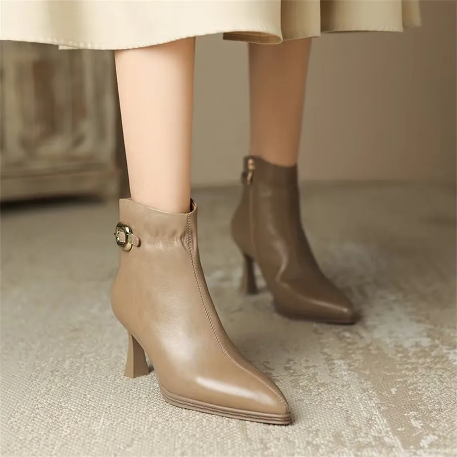 Elegant Cow Leather Pointed Stiletto Boots