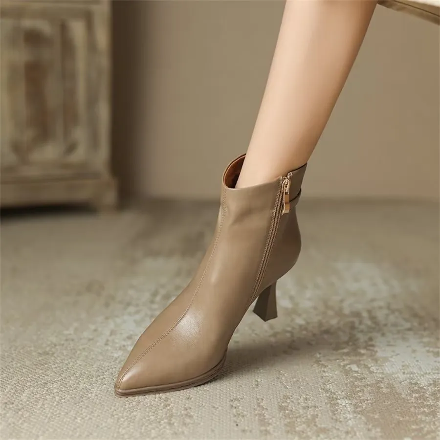 Elegant Cow Leather Pointed Stiletto Boots