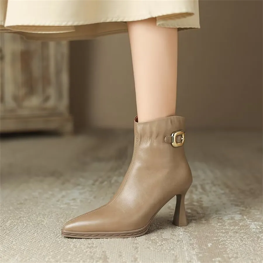 Elegant Cow Leather Pointed Stiletto Boots