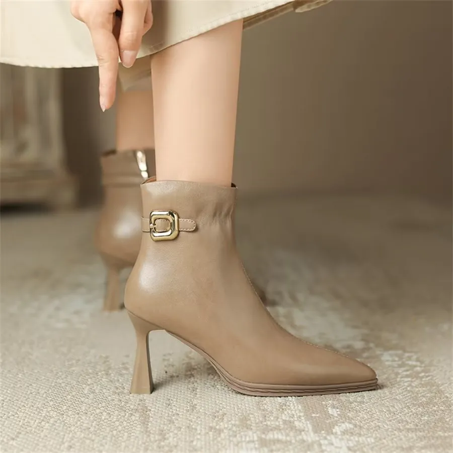 Elegant Cow Leather Pointed Stiletto Boots