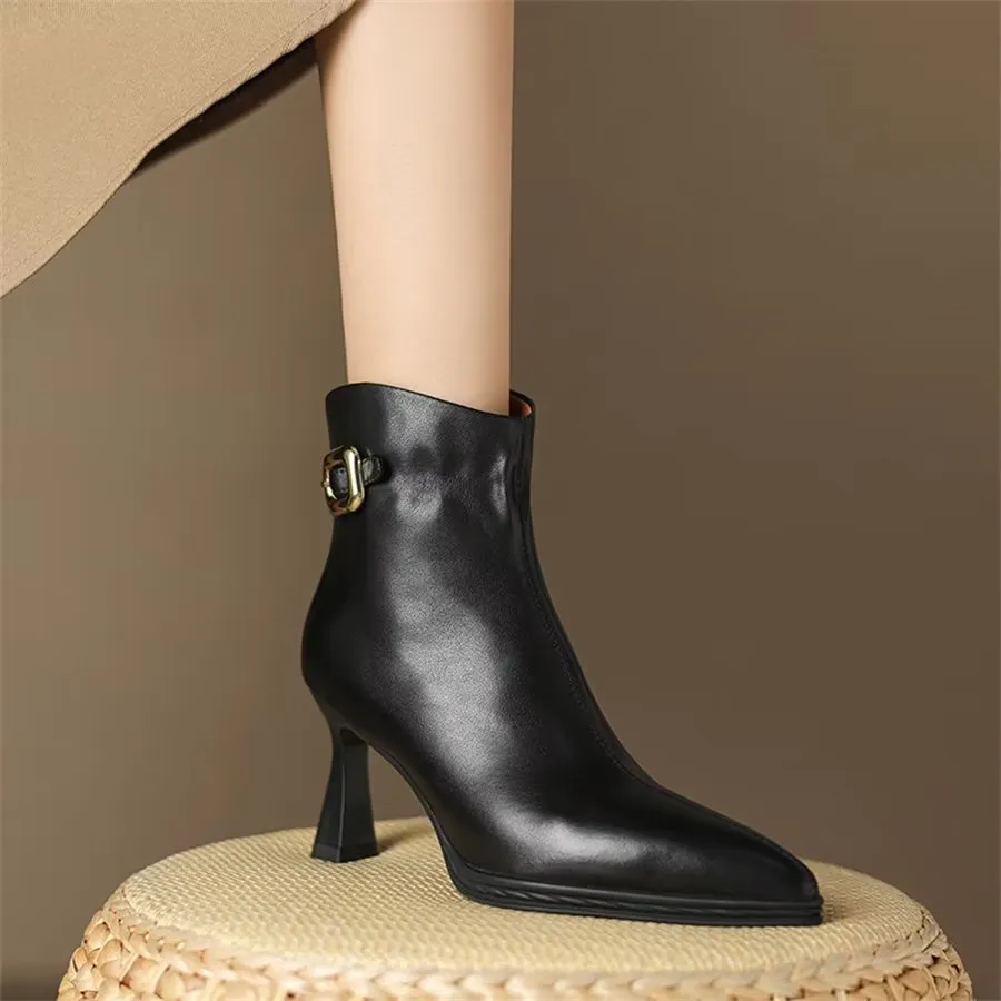 Elegant Cow Leather Pointed Stiletto Boots