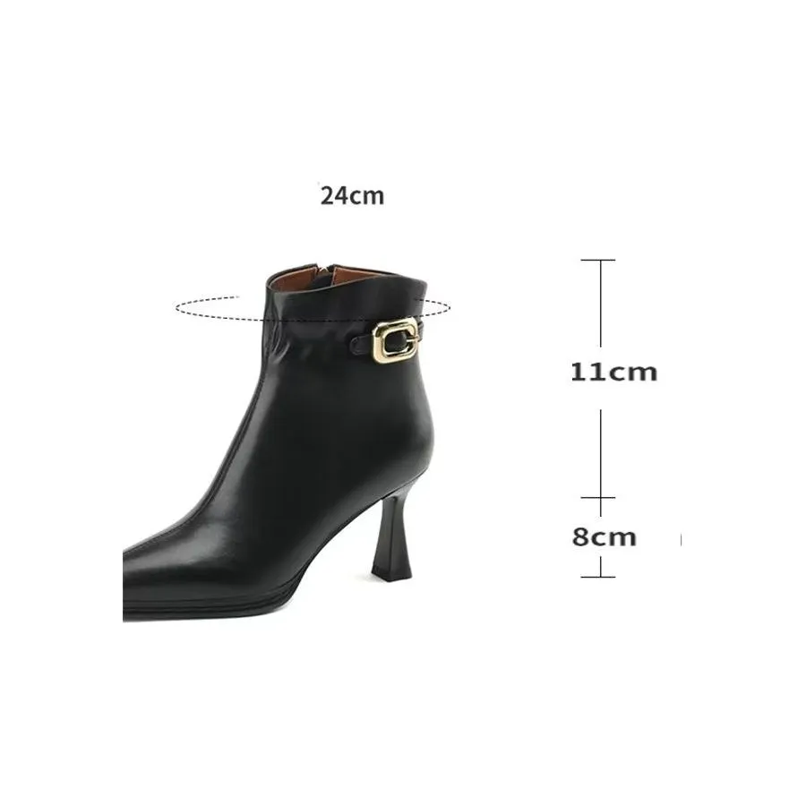 Elegant Cow Leather Pointed Stiletto Boots