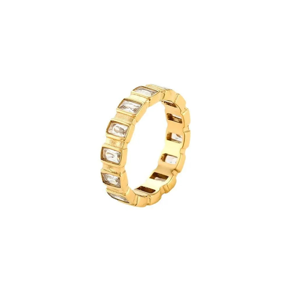 Elegant Gold Geometric Party Ring – Trendy Stainless Steel Jewellery for Women