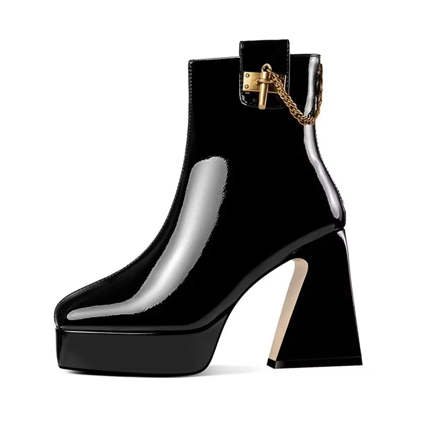 Elegant ZipSquare High Heel Boots