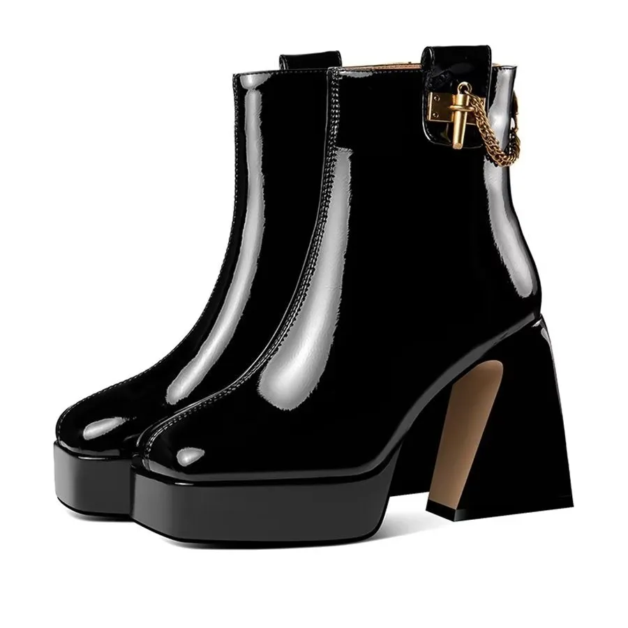 Elegant ZipSquare High Heel Boots