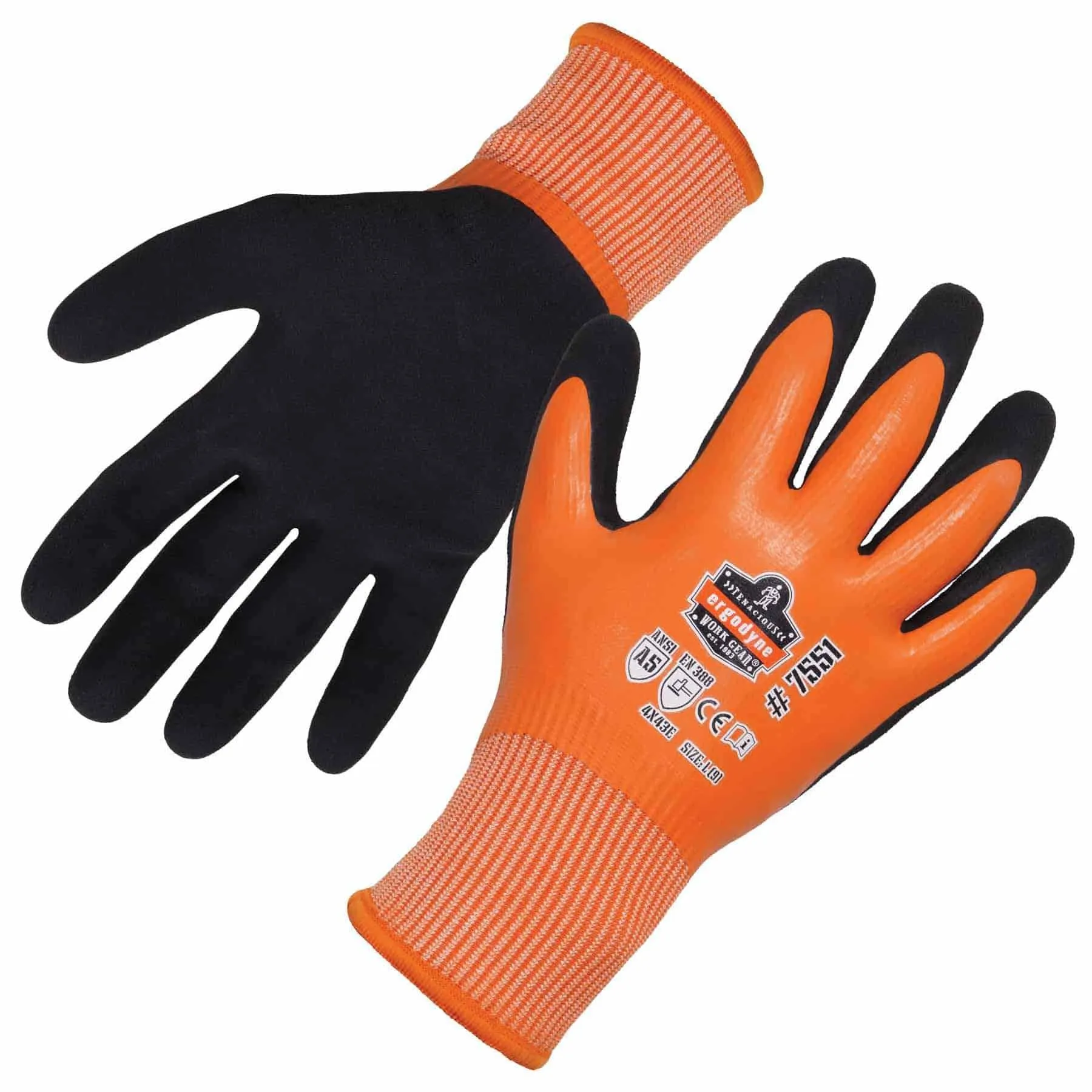 Ergodyne 17674 7551 L Orange ANSI A5 Coated Waterproof CR Gloves