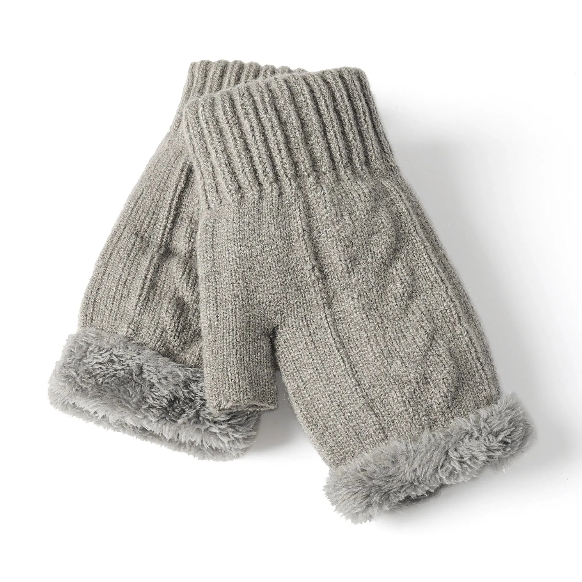 Fingerless Ultra Plush Knit Gloves