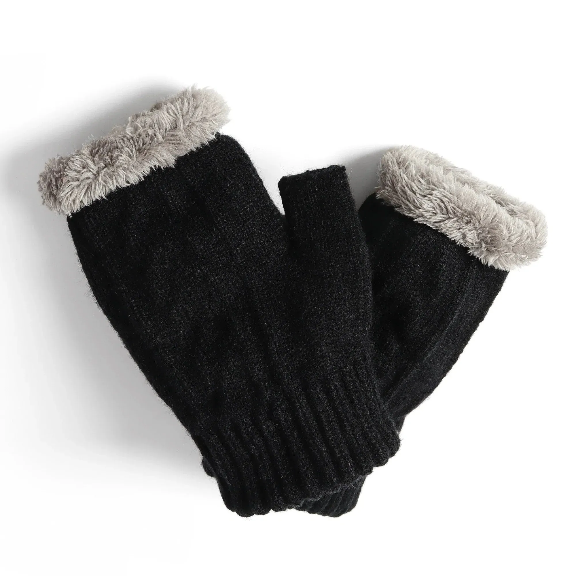 Fingerless Ultra Plush Knit Gloves