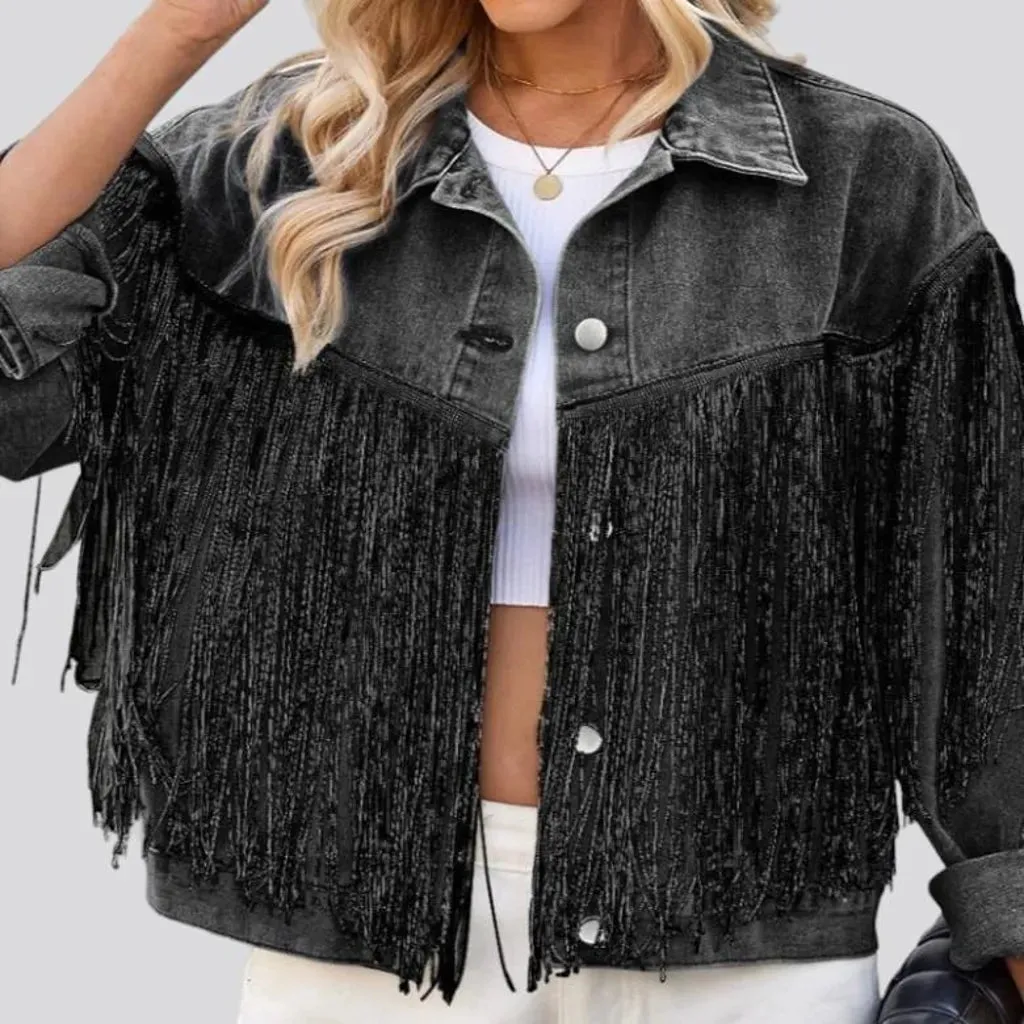 Fringe jean jacket
 for women