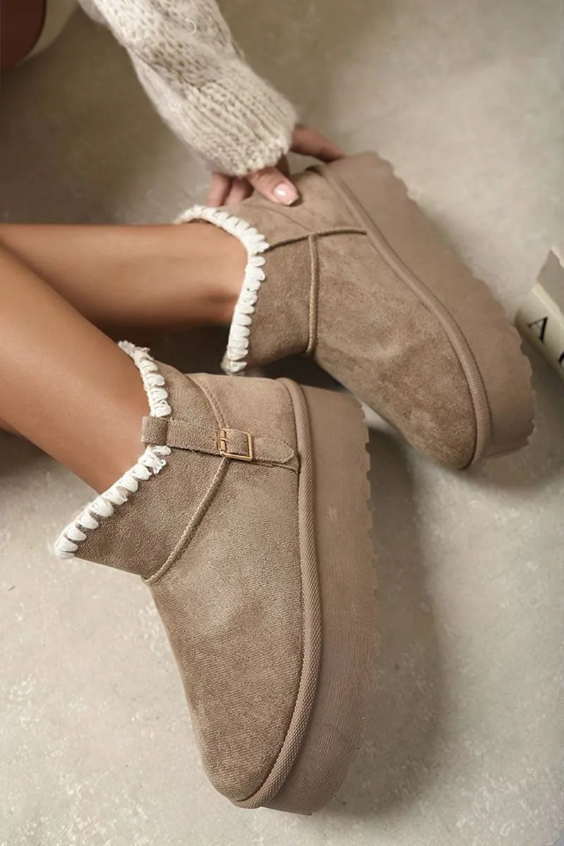 Fur-lined Platform Ankle Boots