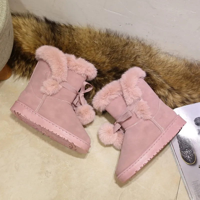 Furry Pink Winter Boots