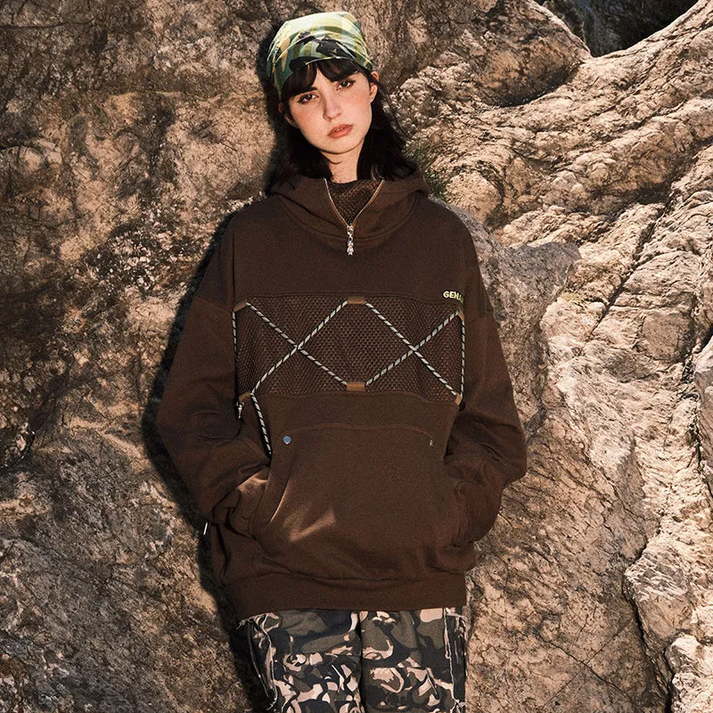 【GENANX2024NEW】Far infrared self-heating constant temperature American outdoor detachable cord mesh patchwork hoodie