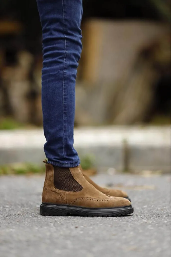 Geneva Brown Nubuck Chelsea Boots