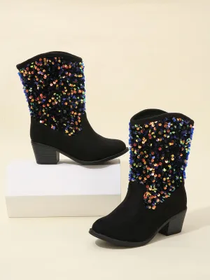 Girls Sequined Elegant Unique Boots By Liv and Mia