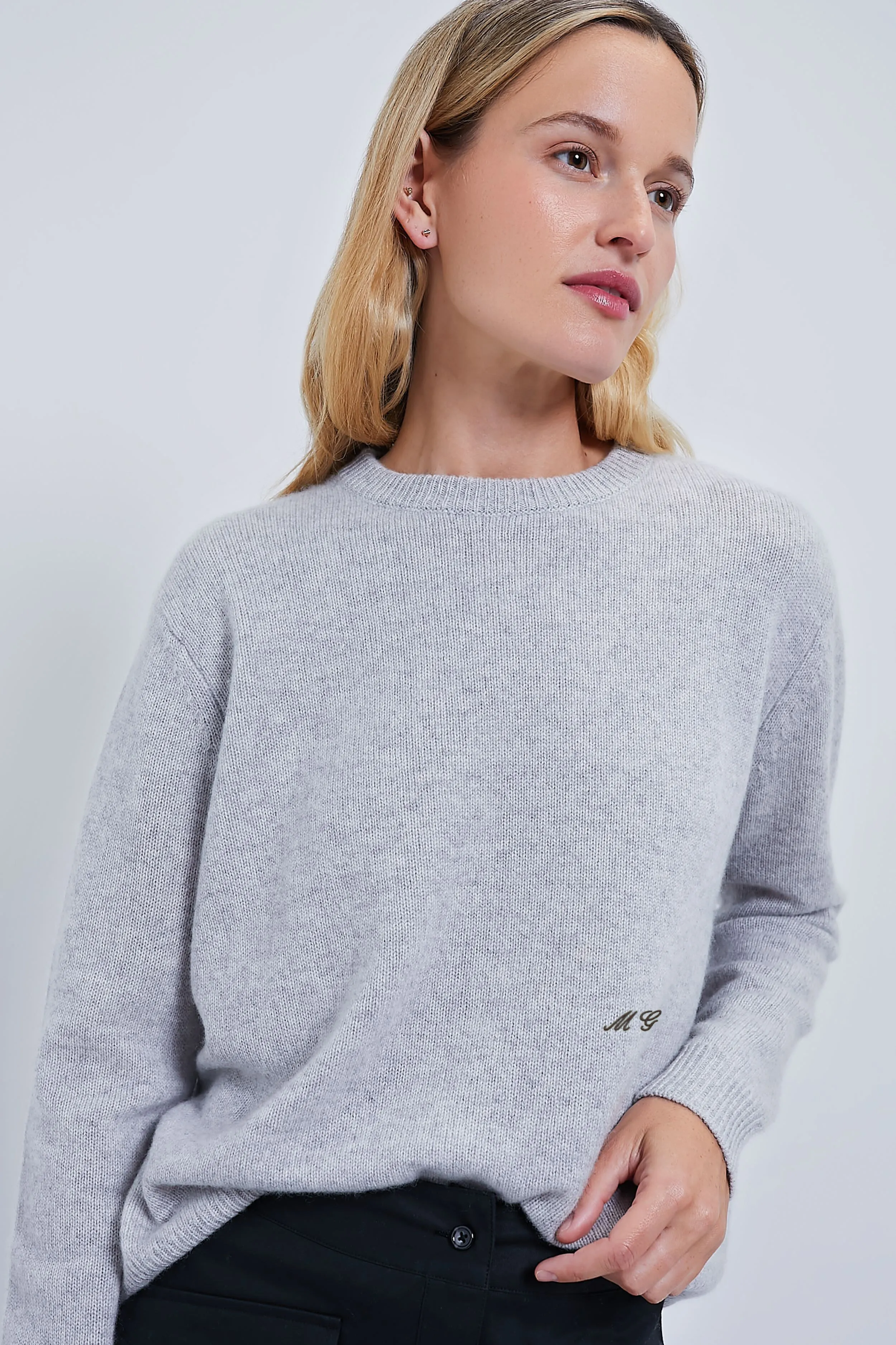 Gray Cashmere Bodie Boyfriend Crewneck