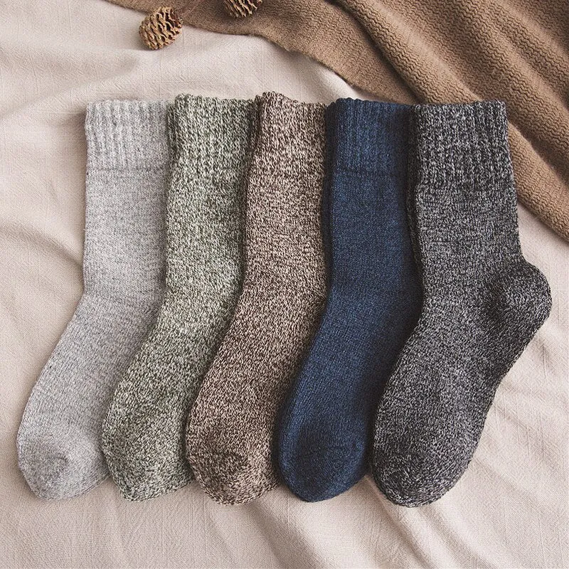 HSS Brand 5 Pairs Winter Men's Socks Thicken Sheep's Wool Socks Warm Men Retro Style Colorful Fashion Man Socks For Snow boots